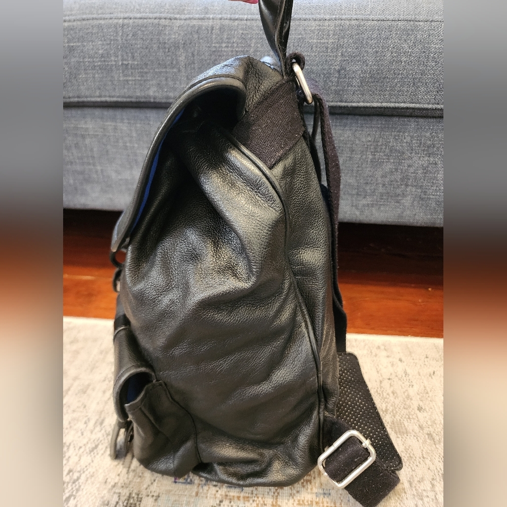 Black Leather Multi-Pocket Backpack - image 3